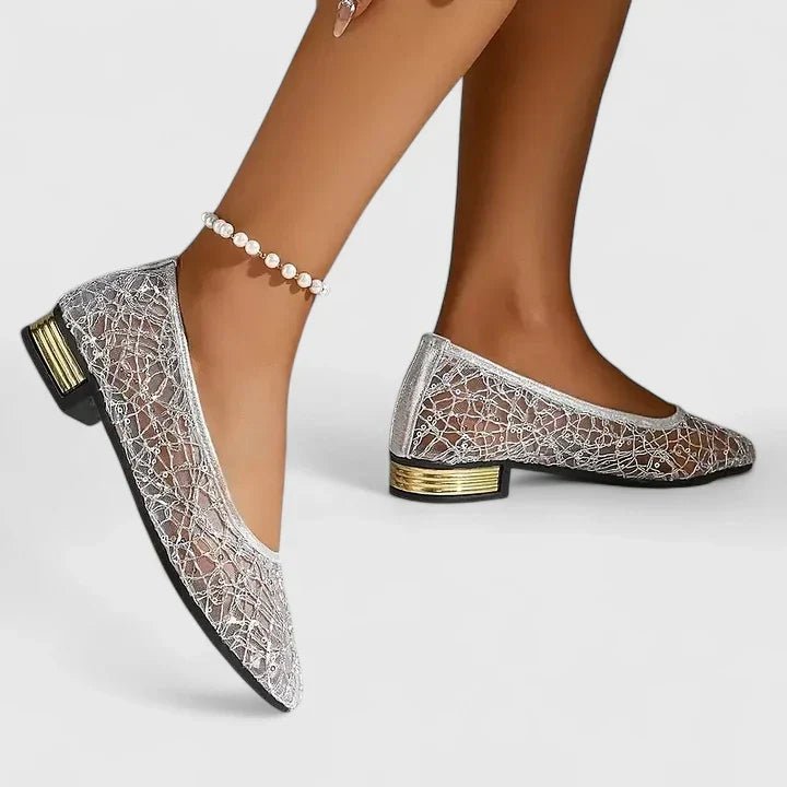 Orvielle | Women's Orthopedic Golden Overlay Sneakers Detail