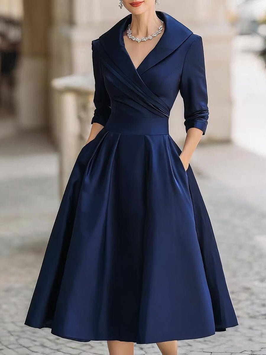 Primavera | Women's Elegant Wide Lapel Midi Dress Hero
