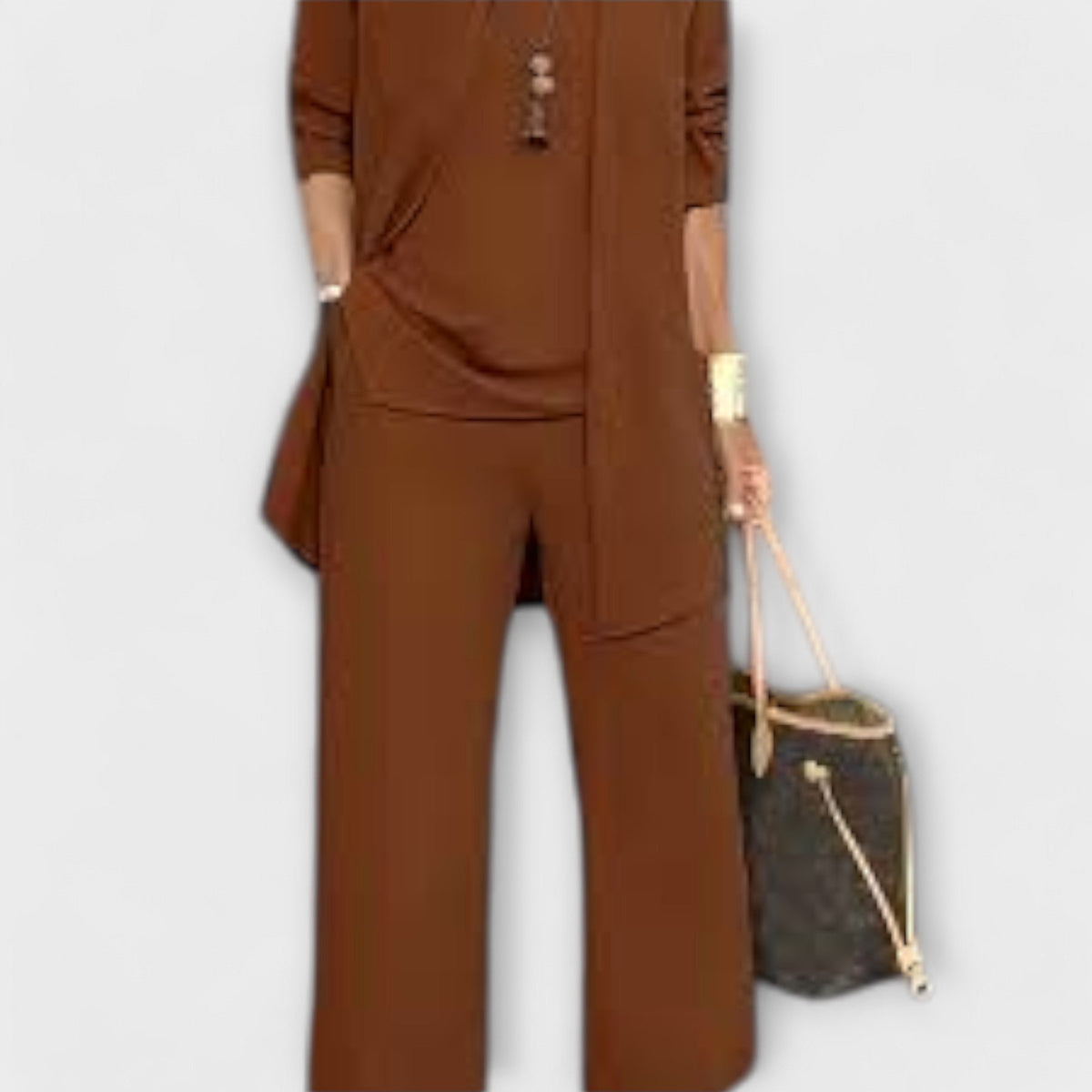 Ravelle | Women's Sophisticated Open-Front Cardigan Three-Piece Set Angle