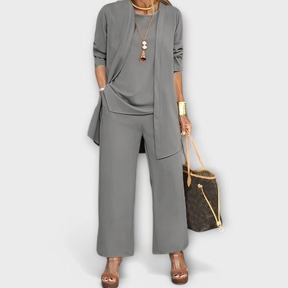 Ravelle | Women's Sophisticated Open-Front Cardigan Three-Piece Set Hero