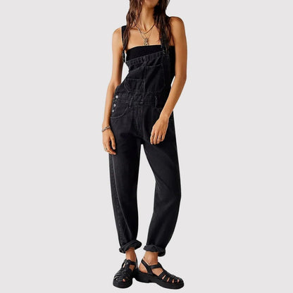 Riviana | Women's Full-Length Denim Dungarees Detail