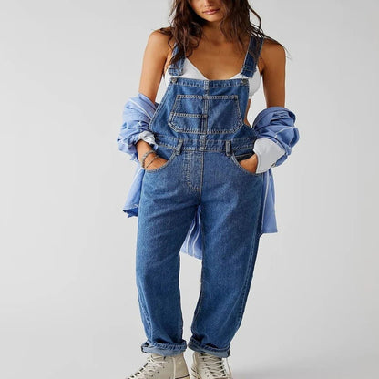 Riviana | Women's Full-Length Denim Dungarees Front