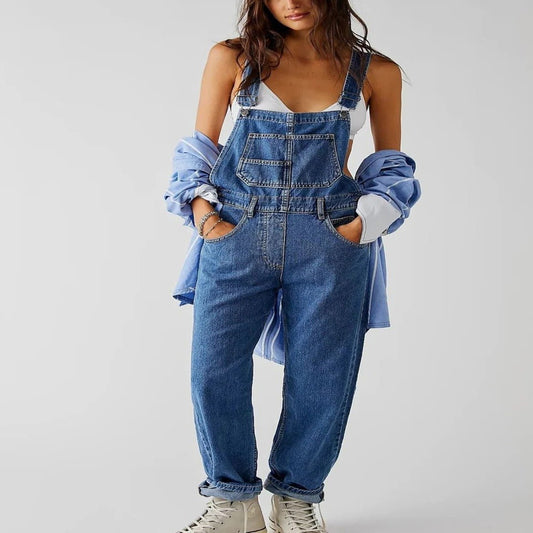 Riviana | Women's Full-Length Denim Dungarees Front