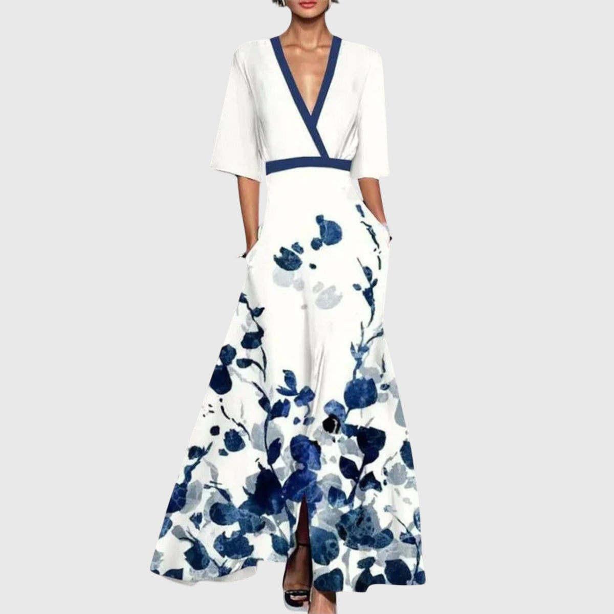 Robin | Sophisticated Poppy Print Dress Back