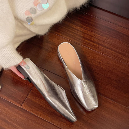 Romy | Women's Square Toe Leather Flats Angle