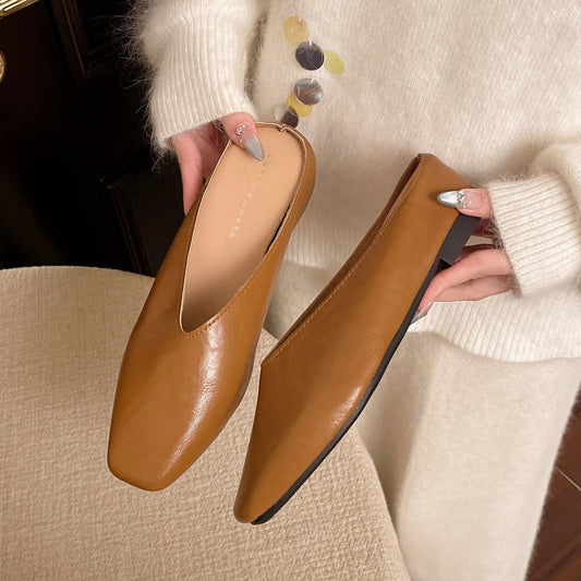 Romy | Women's Square Toe Leather Flats Hero