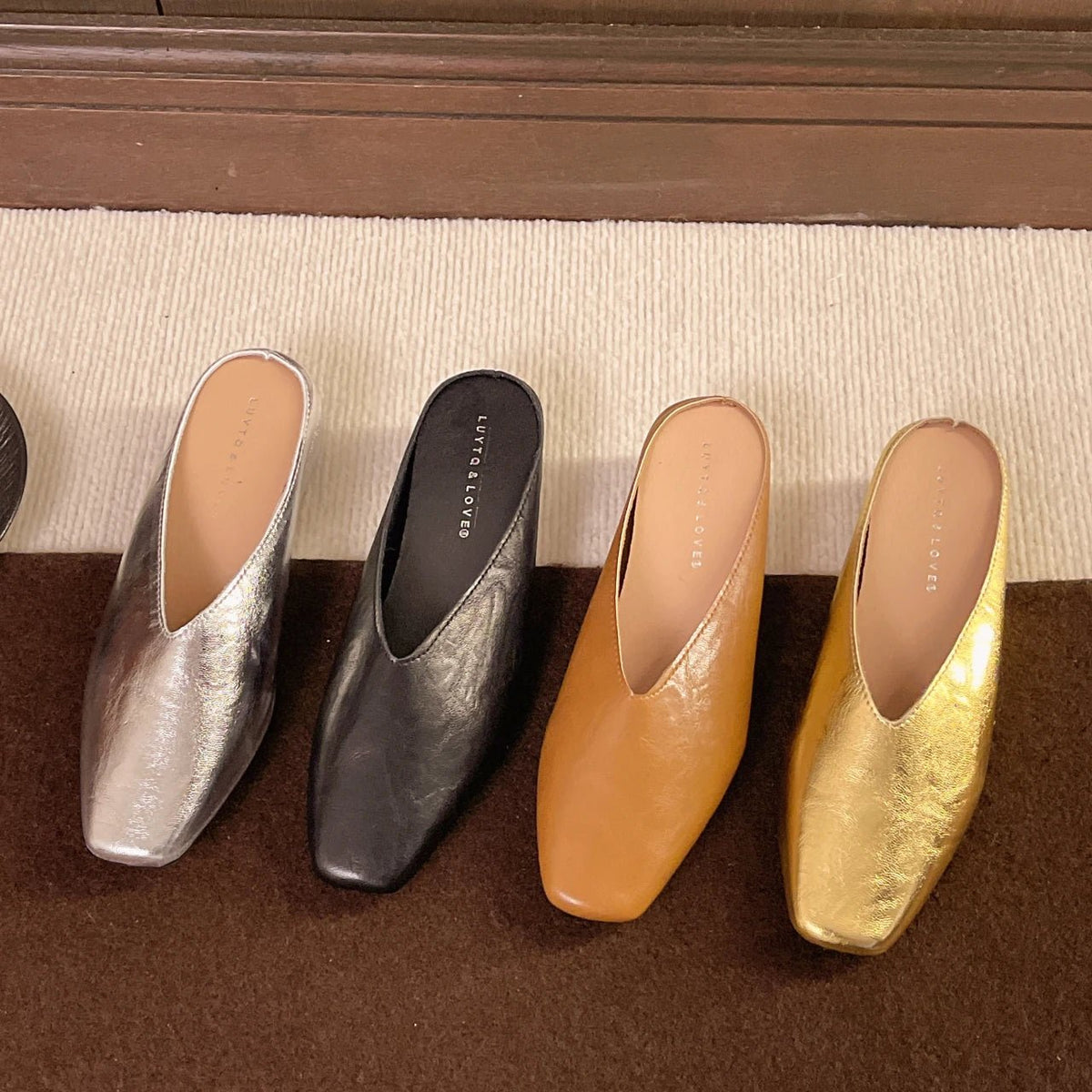 Romy | Women's Square Toe Leather Flats View 12