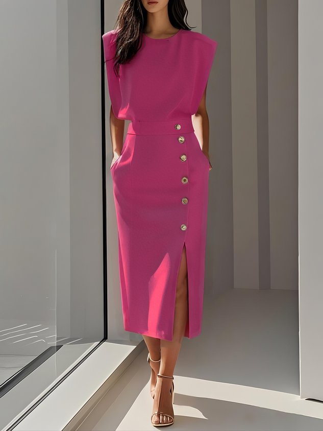 Rosalind | Women's Button Slit Midi Dress Lifestyle