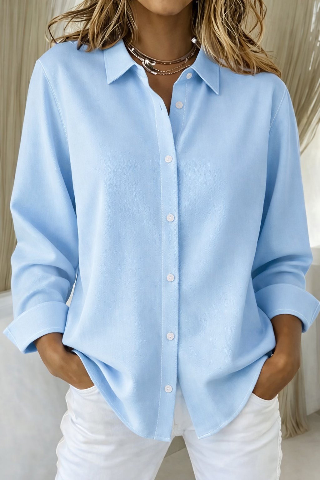 Rosewyn | Women's Elegant Button Blouse Top Close Up