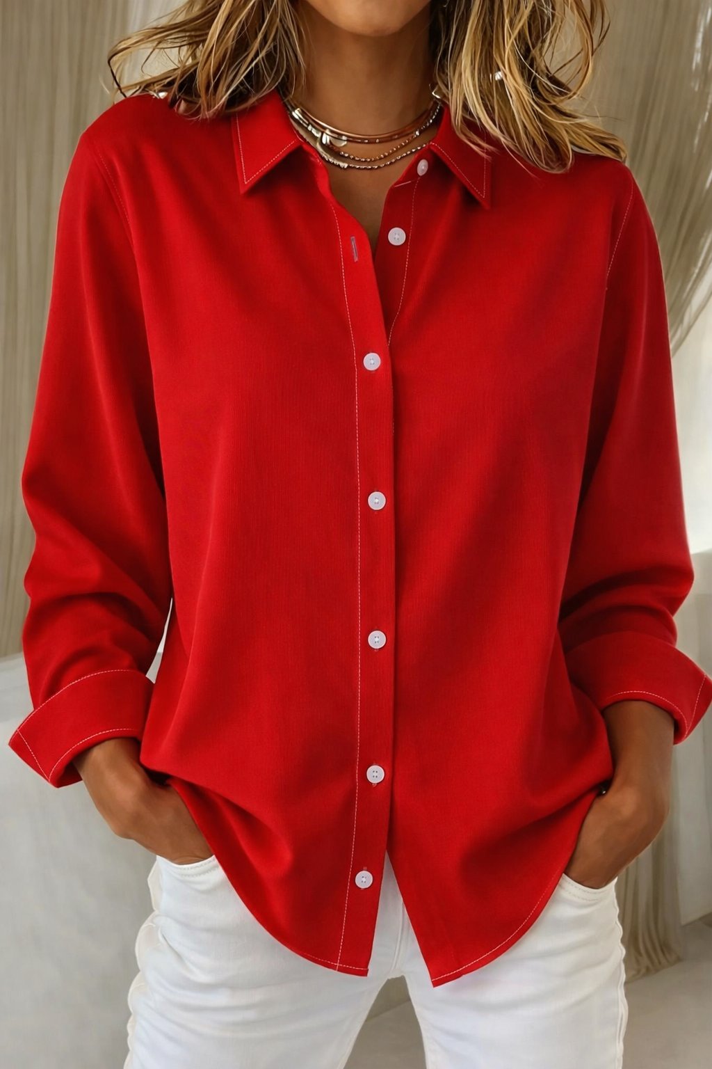 Rosewyn | Women's Elegant Button Blouse Top Detail