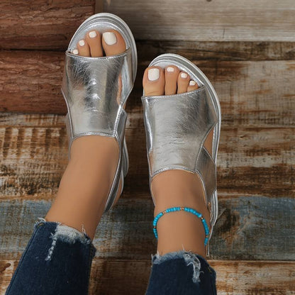 Ruby | Women's Metallic Orthopedic Sandals Back
