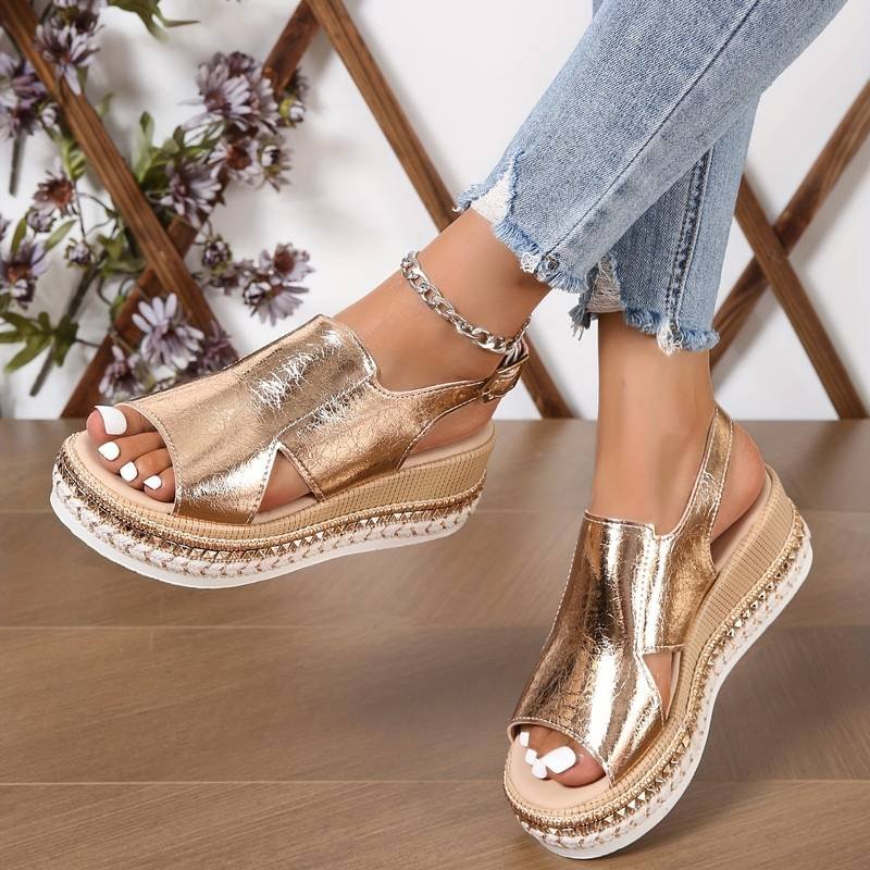 Ruby | Women's Metallic Orthopedic Sandals Detail