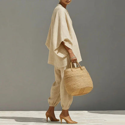 Rue | Women's Batwing Linen Matching Set Back