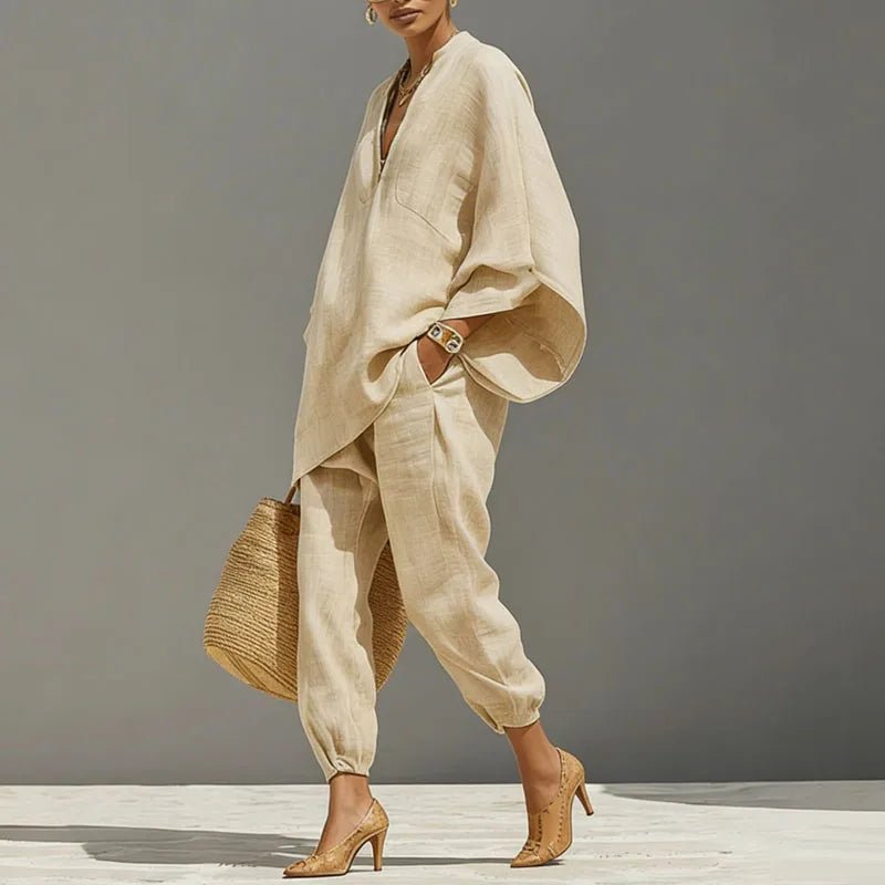 Rue | Women's Batwing Linen Matching Set Side