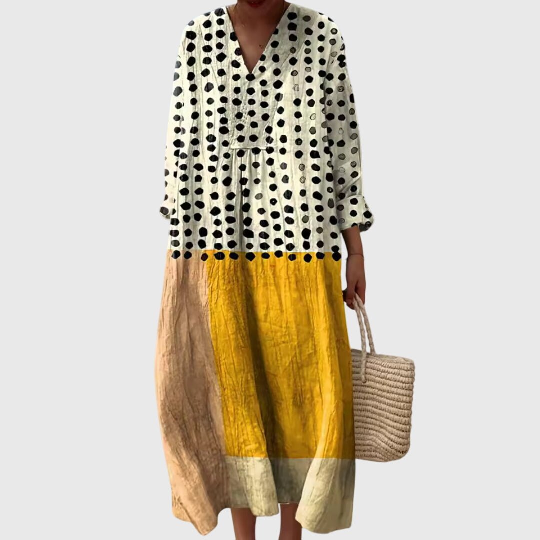 Séline | Women's Geometric Patchwork Maxi Dress Detail