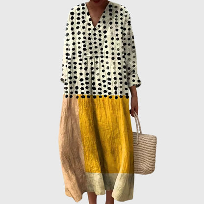 Séline | Women's Geometric Patchwork Maxi Dress Detail