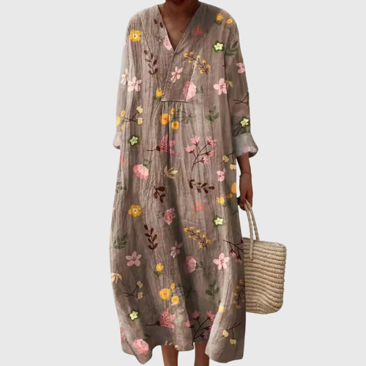 Séline | Women's Geometric Patchwork Maxi Dress Front