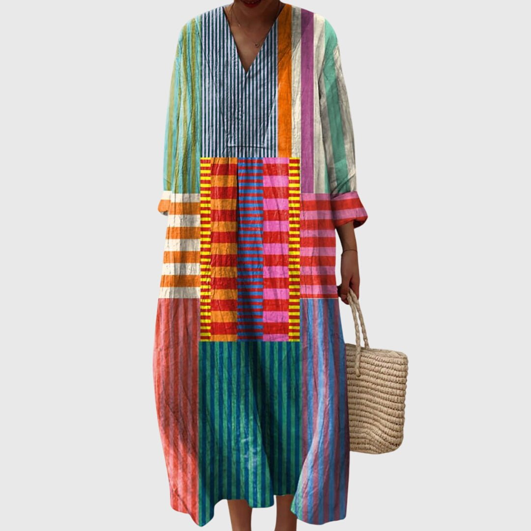 Séline | Women's Geometric Patchwork Maxi Dress Hero