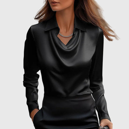 Sage | Cowl Neck Sophisticated Dress Detail