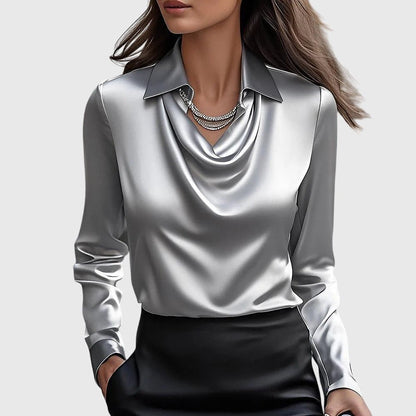 Sage | Cowl Neck Sophisticated Dress Front