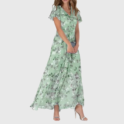 Selara | Women's Figure Flattering Flutter Sleeve Dress Detail