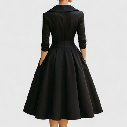 Selene | Women's Elegant Midi Dress Wrap V-Neckline Angle