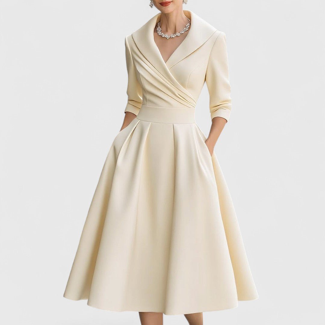 Selene | Women's Elegant Midi Dress Wrap V-Neckline Back