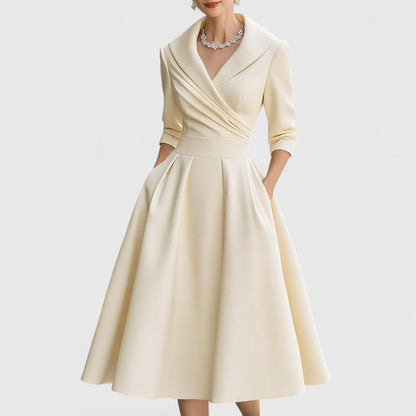 Selene | Women's Elegant Midi Dress Wrap V-Neckline Back