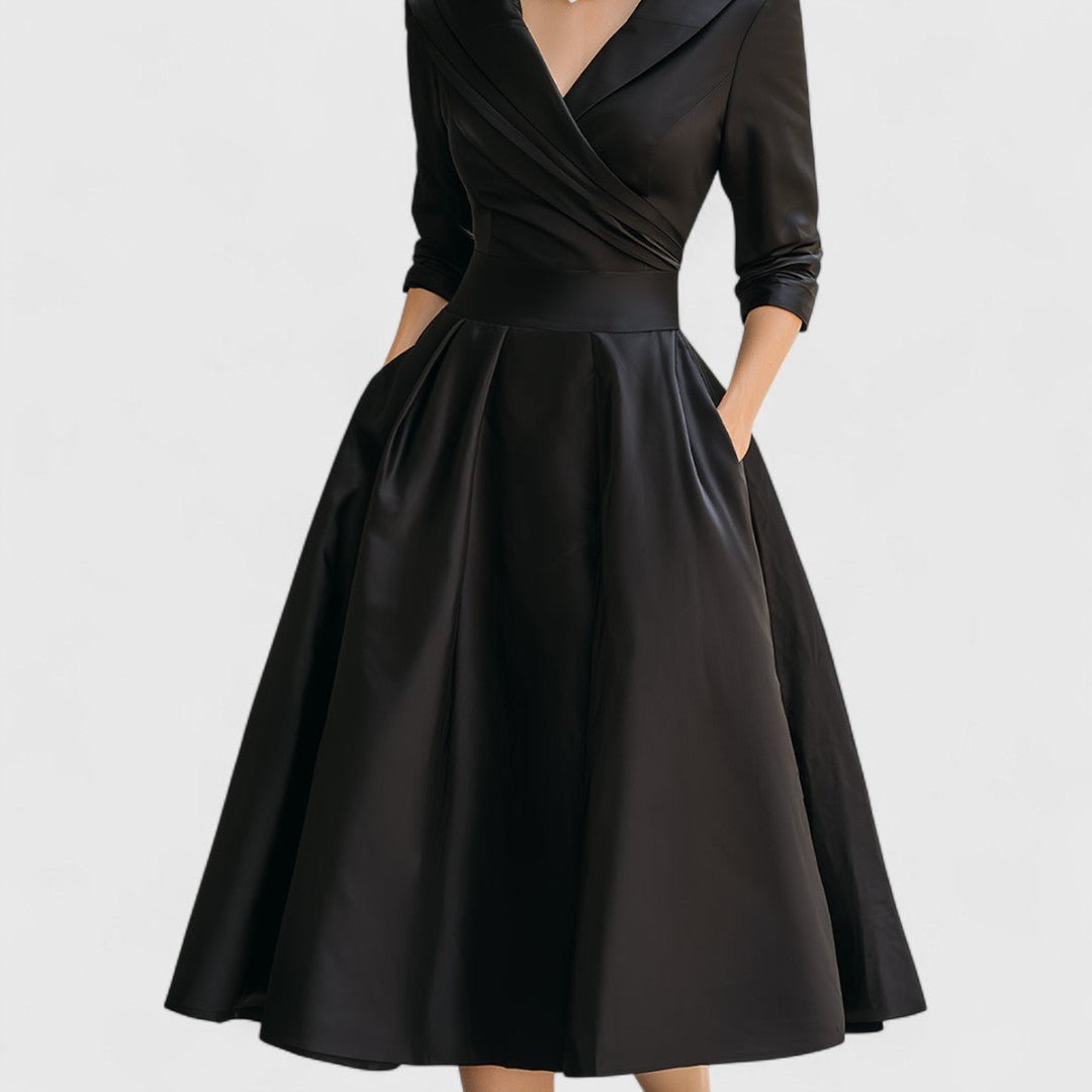 Selene | Women's Elegant Midi Dress Wrap V-Neckline Lifestyle