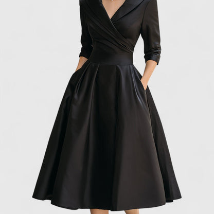 Selene | Women's Elegant Midi Dress Wrap V-Neckline Lifestyle