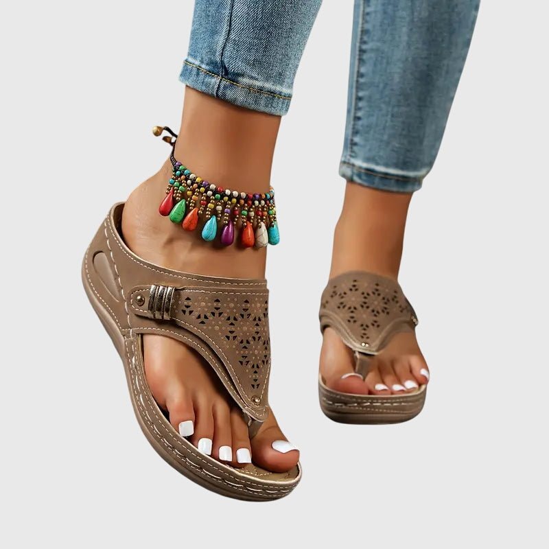 Selvaine | Women's Orthopedic Laser-Cut Sandals Close Up