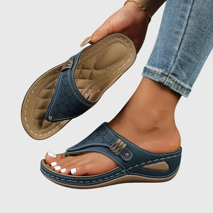 Selvaine | Women's Orthopedic Laser-Cut Sandals Front