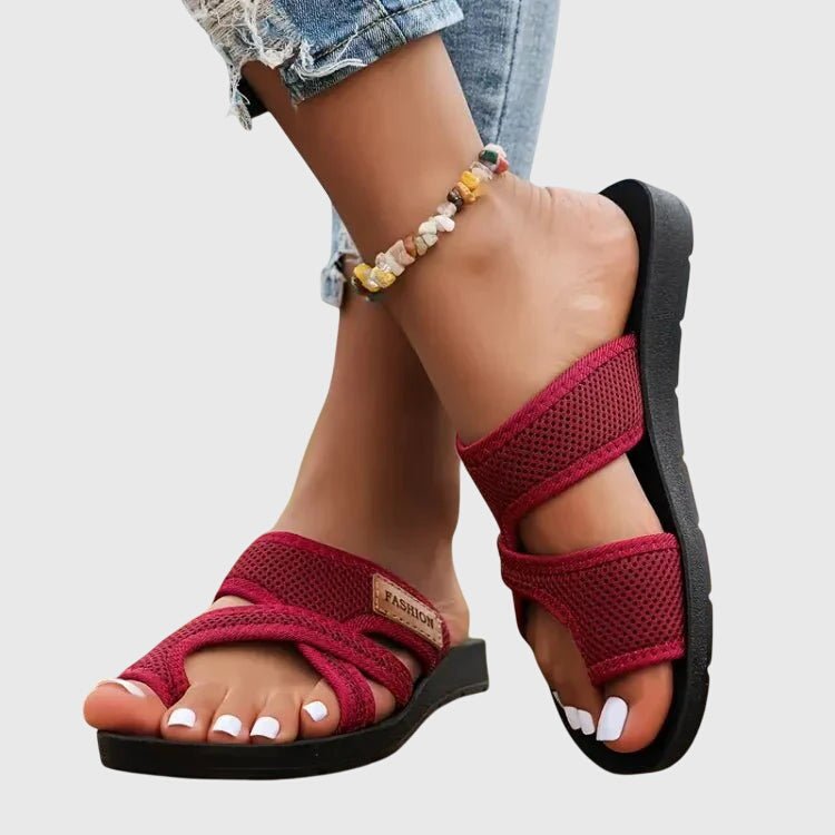 Selvine | Women's Orthopedic Crossover Mesh Strap Sandals Back