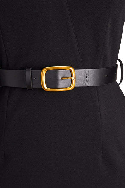 Serafine | Women's Refined Midi Dress Gold Buckle Belt View 17