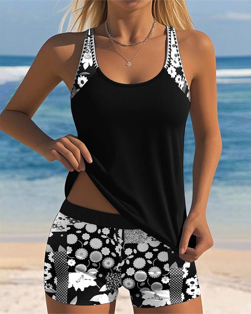 Seralynn | Women's Floral Print Two-Piece Swimsuit Back