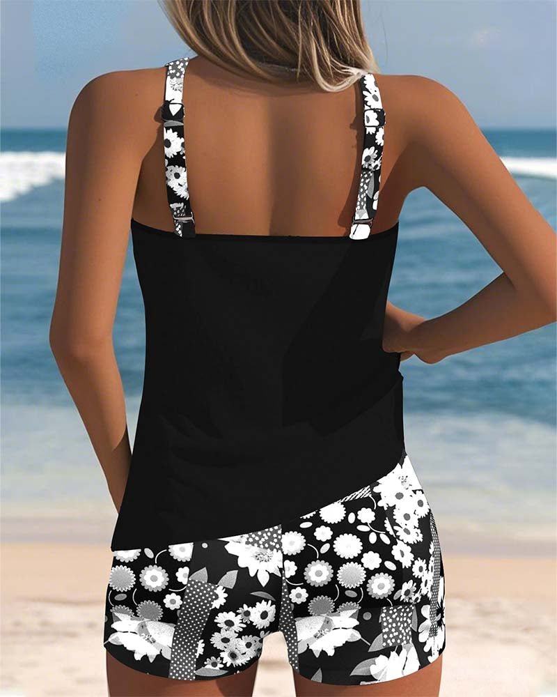 Seralynn | Women's Floral Print Two-Piece Swimsuit Close Up