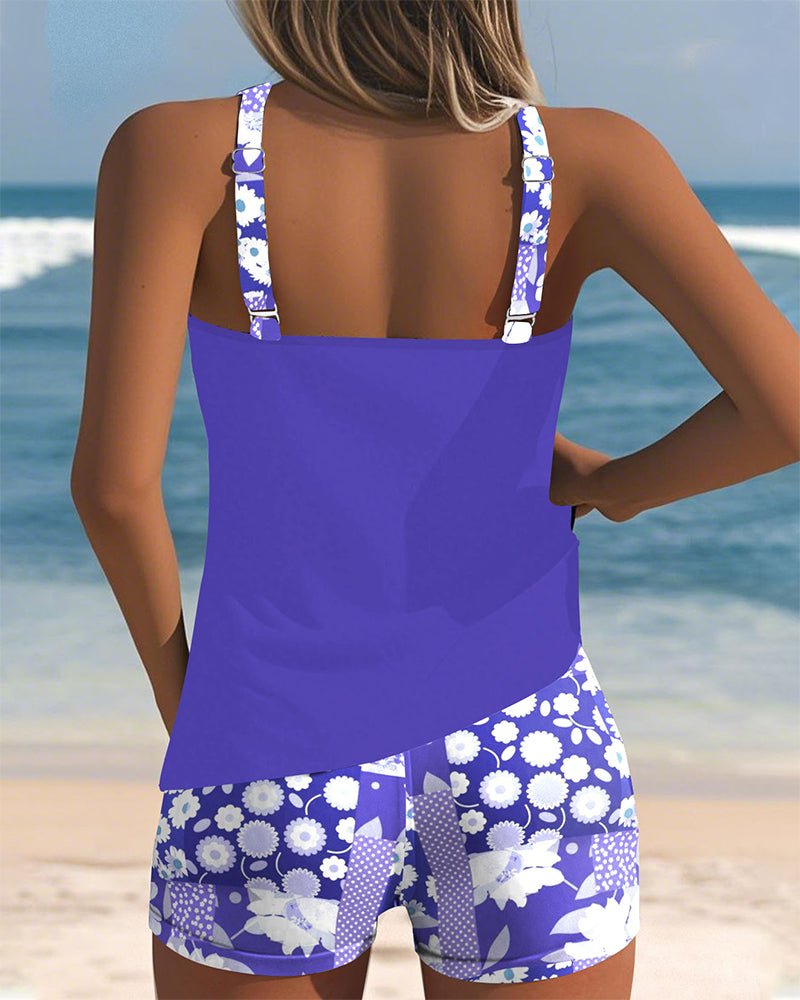 Seralynn | Women's Floral Print Two-Piece Swimsuit Side