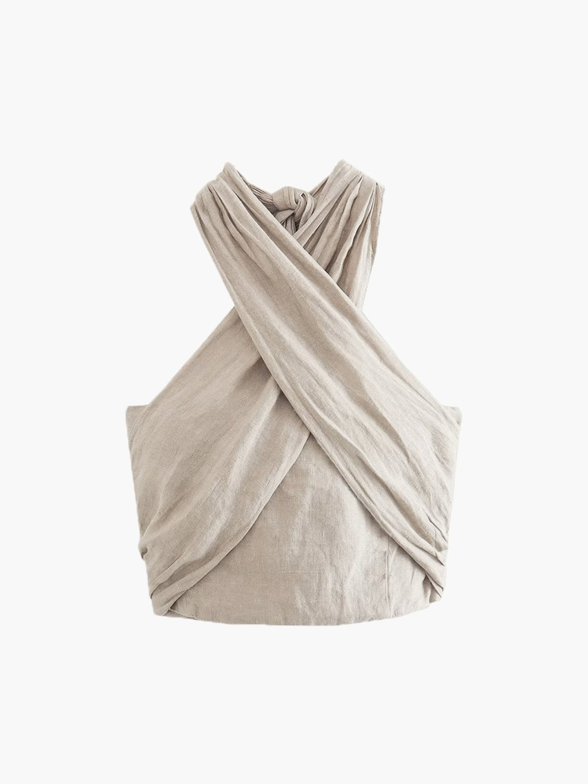 Seralynne | Women's Cotton Linen Crisscross Halter Tank Top Detail