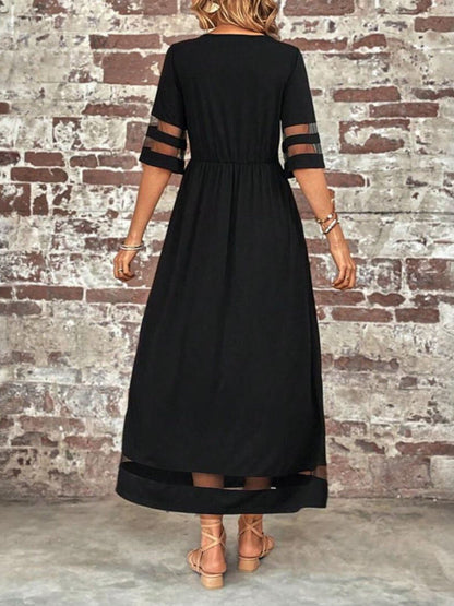 Seraphine | Women's Mesh Sleeve Tummy Flattering Maxi Dress Back
