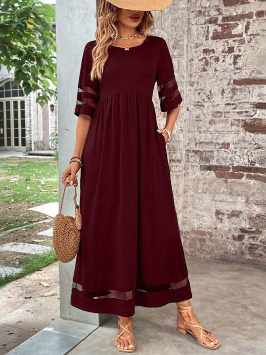 Seraphine | Women's Mesh Sleeve Tummy Flattering Maxi Dress Front