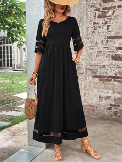 Seraphine | Women's Mesh Sleeve Tummy Flattering Maxi Dress Hero