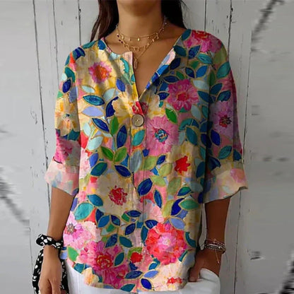 Serenella | Women's Floral Print Chic Blouse Back