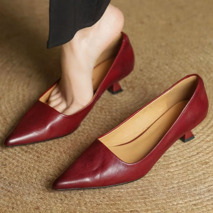 Serenelle | Women's Leather Pointed Toe Slip-On Pumps Side