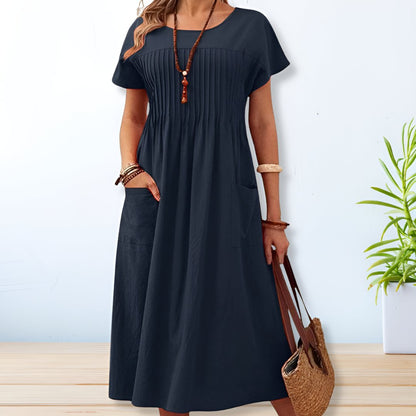 Serenelle | Women's Pintuck Pleated Day Dress Detail