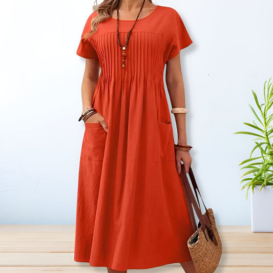 Serenelle | Women's Pintuck Pleated Day Dress Front