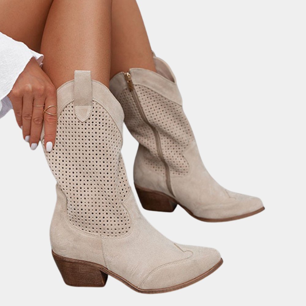 Serenity | Women's Perforated Cowboy Orthopedic Boots Close Up