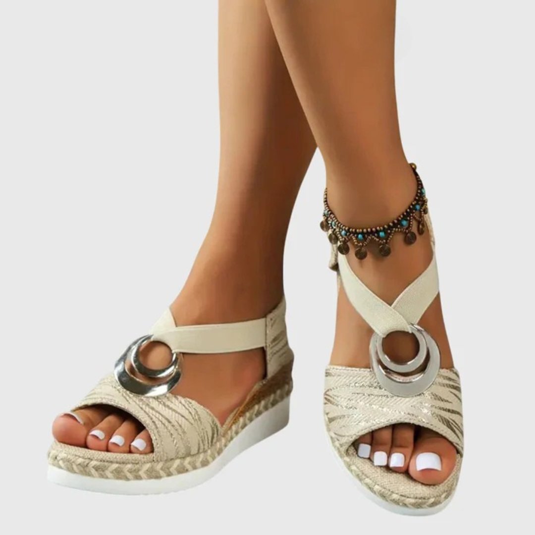 Solara | Women's Orthopedic Braided Espadrille Platform Sandals Angle