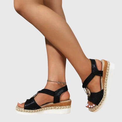 Solara | Women's Orthopedic Braided Espadrille Platform Sandals Back
