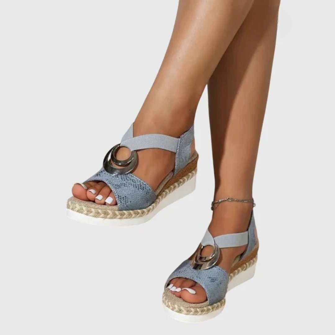 Solara | Women's Orthopedic Braided Espadrille Platform Sandals Close Up