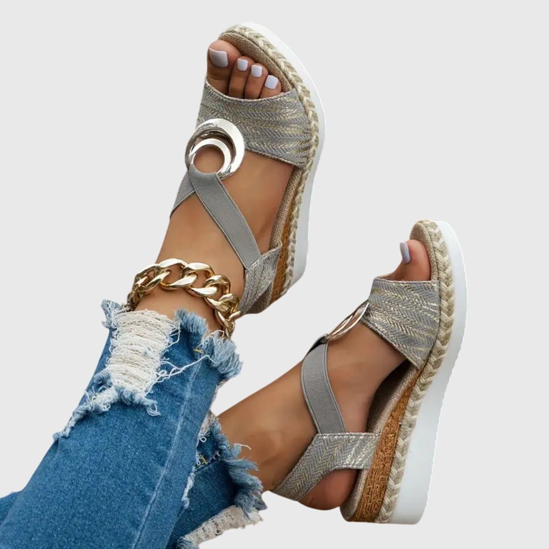 Solara | Women's Orthopedic Braided Espadrille Platform Sandals Detail